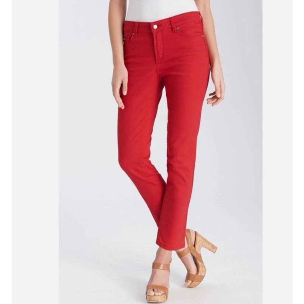NYDJ Not Your Daughters ANKLE Jeans 4 Pants Lift Tuck ALISHA Pomegranate Red‎